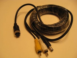 16 Feet Waterproof RCA (A/V) to 4-Pin Female Cable for Rear View System